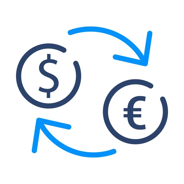 Εικονίδιο Νομίσματος Ανταλλαγής Δολαρίου Στυλ Πλήρους Περιγράμματος — Διανυσματικό Αρχείο