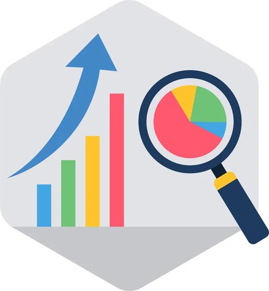 Bar Search Analytics Icon Flat Style — 스톡 벡터