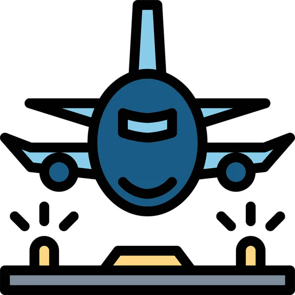 Icône Aéroport Avion Contour Rempli — Image vectorielle