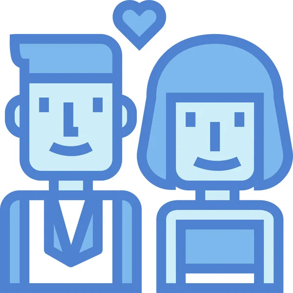 Couple Husband Wedding Icon Filled Outline Style — 图库矢量图片