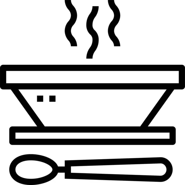 Kom Eten Warm Pictogram Omtrek Stijl — Stockvector