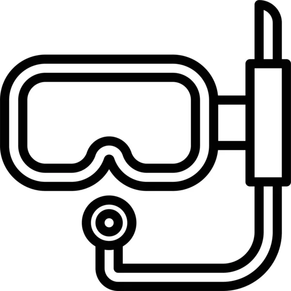 Duikbril Snorkel Icoon Outline Stijl — Stockvector
