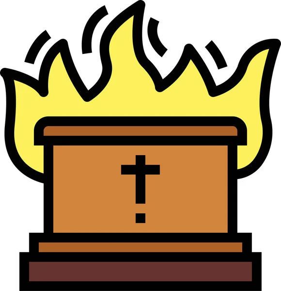 Cremation Funeral Coffin Icon Filled Outline Style — 图库矢量图片