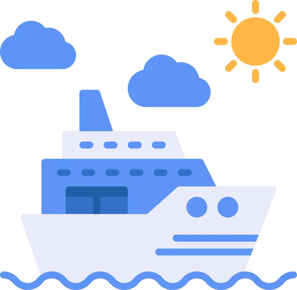 Cruise Trip Jacht Pictogram Platte Stijl — Stockvector