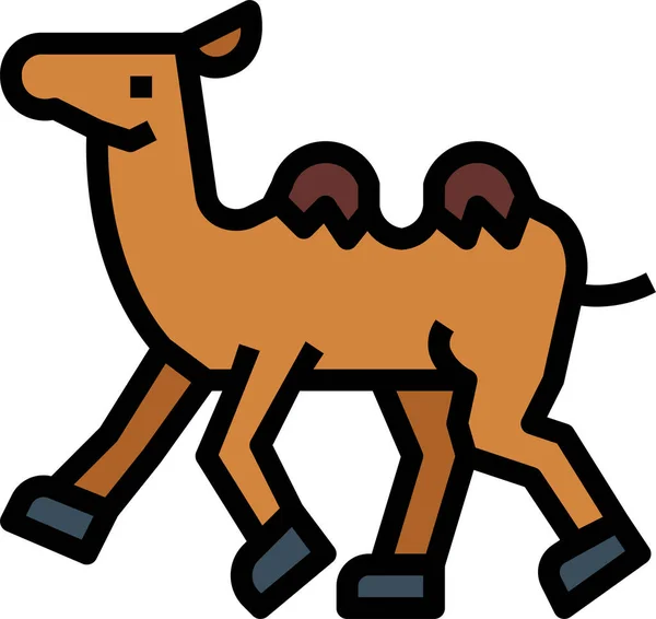 Camel Zoo Animal Icono Estilo Contorno Lleno — Vector de stock