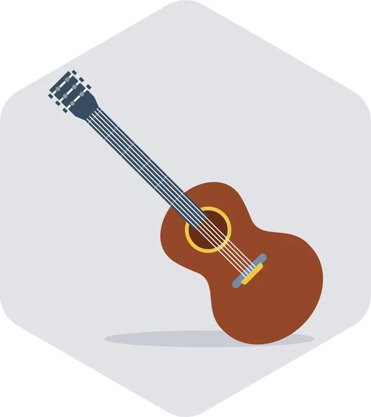 Gitara Instrument Muzyka Ikona Płaskim Stylu — Wektor stockowy