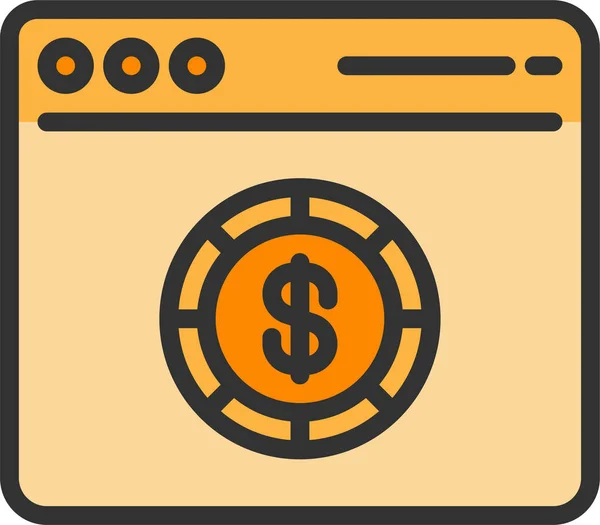 Browser Dollar Pagina Pictogram — Stockvector