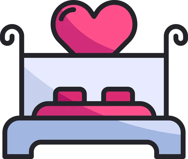 Säng Sovrum Kärlek Ikon Kärlek Romantik Kategori — Stock vektor