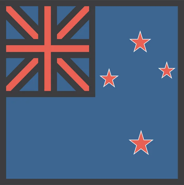 Land Flagga Kiwi Ikon Fylld Kontur Stil — Stock vektor