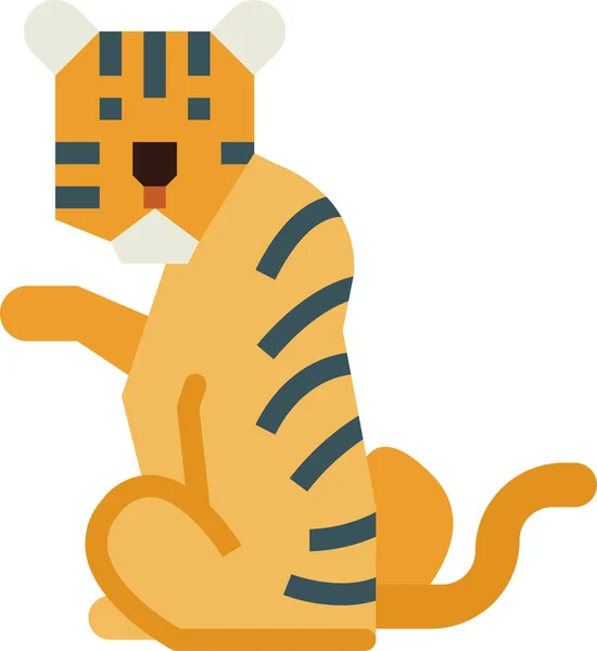 Tigre Mamífero Fauna Icono — Vector de stock