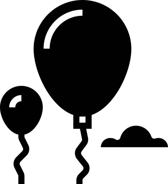 Balões Ícone Celebração Aniversário Estilo Sólido —  Vetores de Stock
