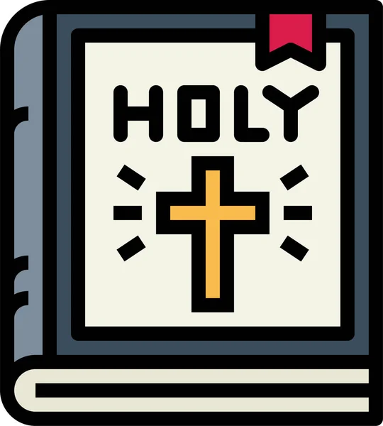 Libro Biblia Icono Católico Estilo Contorno Lleno — Vector de stock