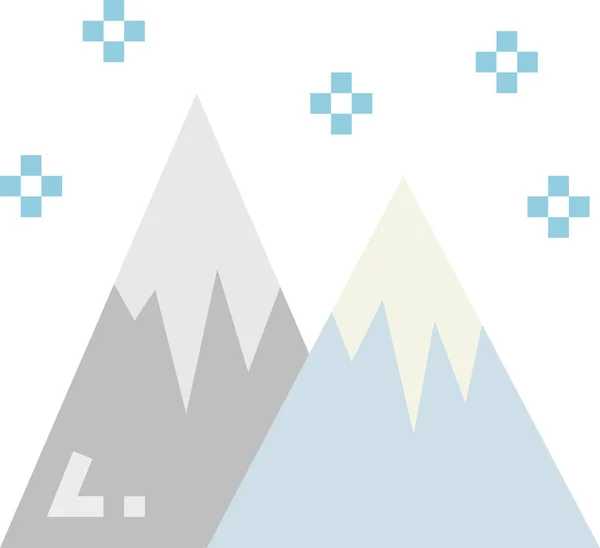Montañas Naturaleza Nieve Icono Estilo Plano — Vector de stock