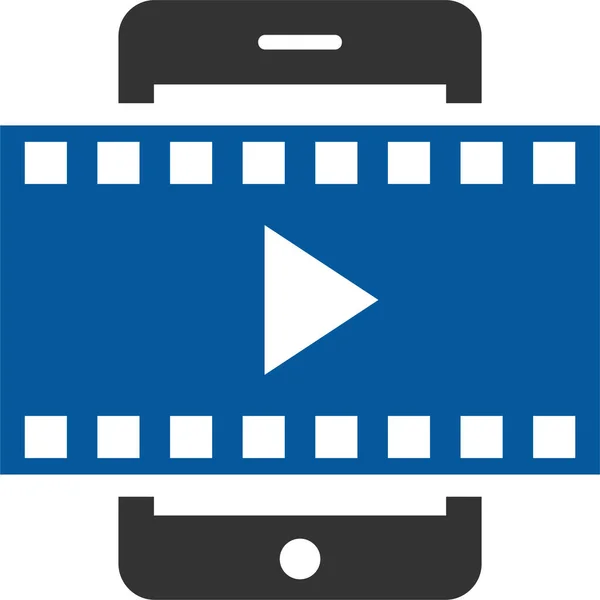 Icona Video Player Media Stile Solido — Vettoriale Stock