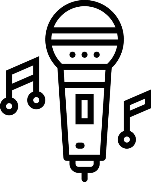 Μουσική Καραόκε Τραγουδούν Εικονίδιο Στυλ Περίγραμμα — Διανυσματικό Αρχείο