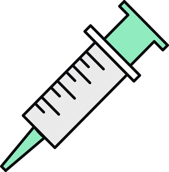 Siringa Iniezione Icona Medica Stile Contorno Pieno — Vettoriale Stock