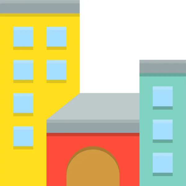 Arquitectura Edificio Icono Ciudad Estilo Plano — Vector de stock