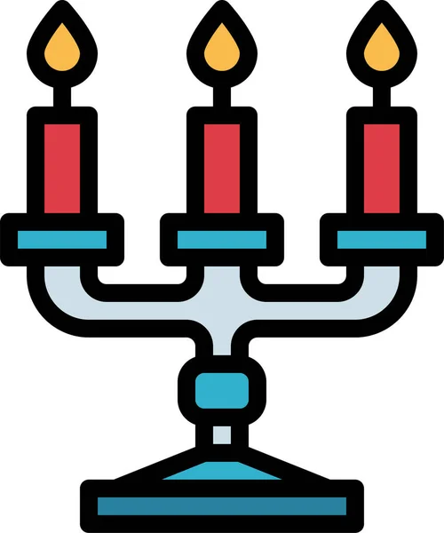 Vela Candelabro Ícone Mobiliário Estilo Esboço Preenchido —  Vetores de Stock