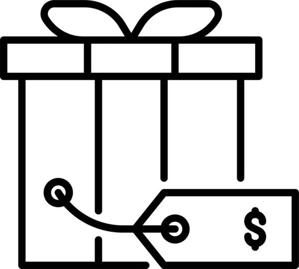 Boîte Cadeau Icône Cadeau Dans Style Contour — Image vectorielle