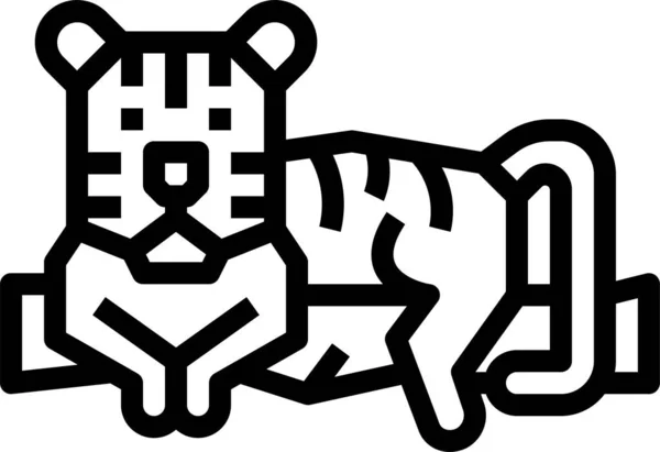 Τίγρης Θηλαστικό Εικονίδιο Άγριας Ζωής Στυλ Περίγραμμα — Διανυσματικό Αρχείο