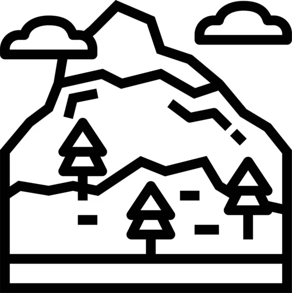 Altitud Paisaje Montaña Icono Estilo Contorno — Vector de stock