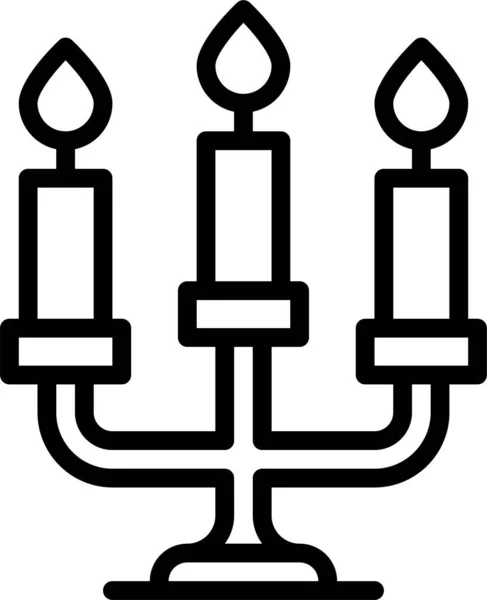 Значок Пламени Свечи Стиле Контура — стоковый вектор
