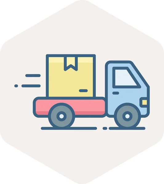 Icône Route Camion Livraison Dans Style Contour Rempli — Image vectorielle