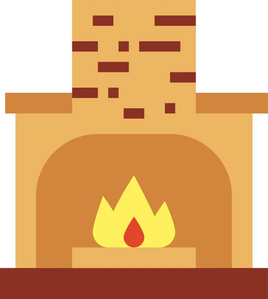 Chimney Fireplace Furniture Icon Flat Style — Stock Vector