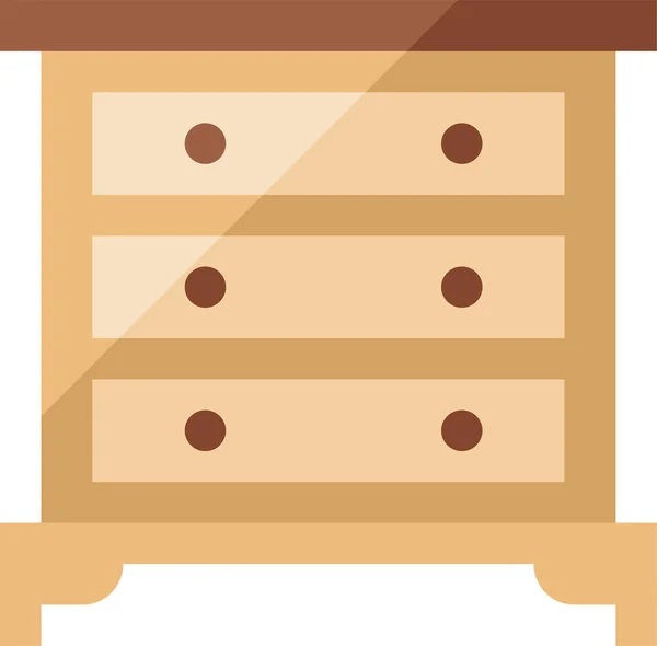 Cajón Muebles Planos Casa Decoraciones Icono Estilo Plano — Vector de stock