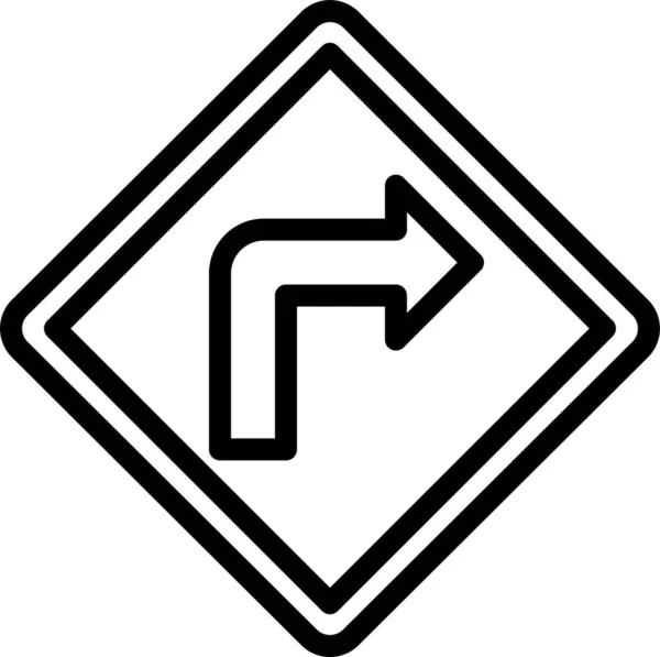 Icône Route Signalisation Droite Dans Style Contour — Image vectorielle