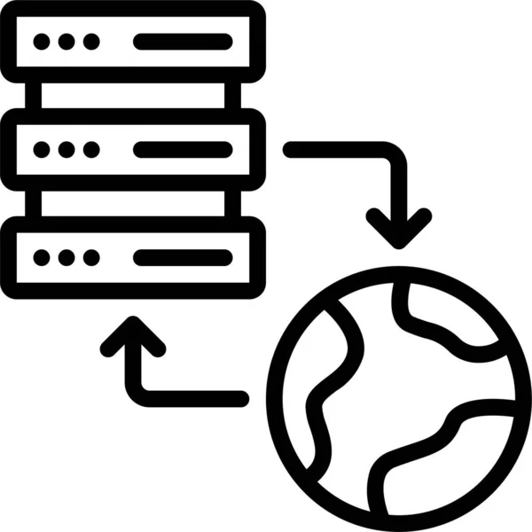 Icona Della Rete Server Hosting Stile Contorno — Vettoriale Stock