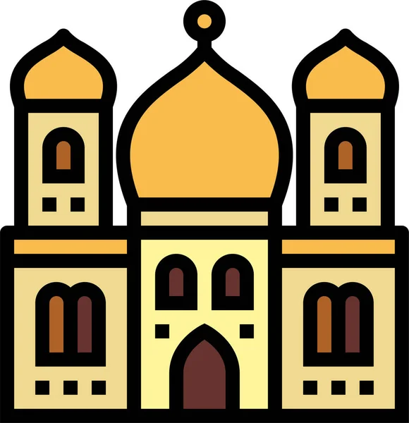 Иконка Замка Арабской Архитектуры Стиле Заполненной Очертания — стоковый вектор