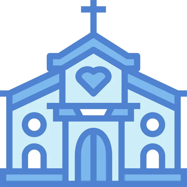 Construção Ícone Igreja Cristã Estilo Esboço Preenchido — Vetor de Stock