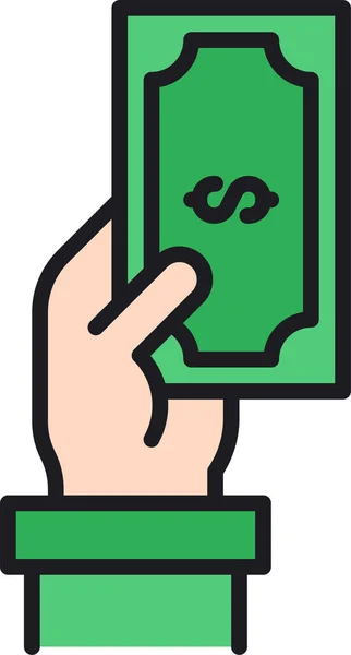 Hand Money Payment Icon Filled Outline Style — Stock Vector