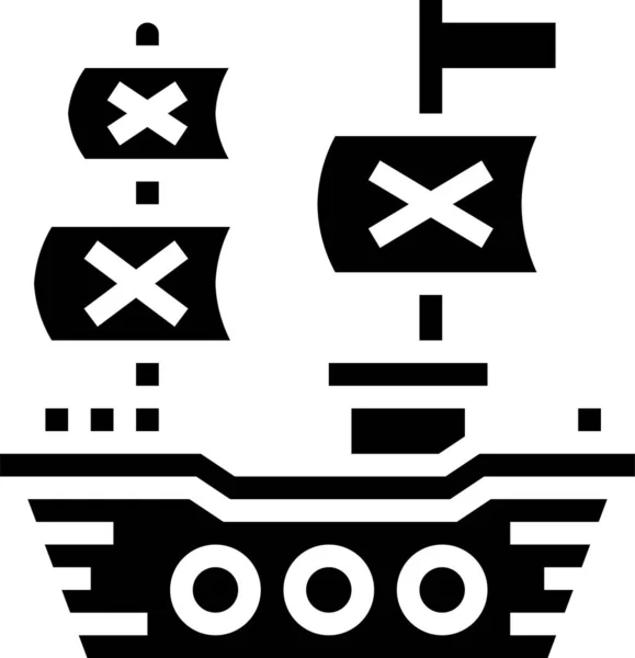 Фрегат Піратський Корабель Значок Суцільному Стилі — стоковий вектор