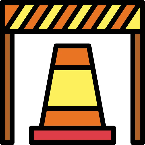 Cone Construction Improvement Icon Filled Outline Style — Stock Vector