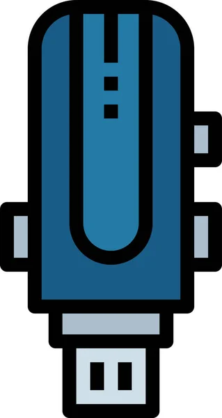 Archivo Multimedia Pendrive Icono Estilo Contorno Lleno — Vector de stock