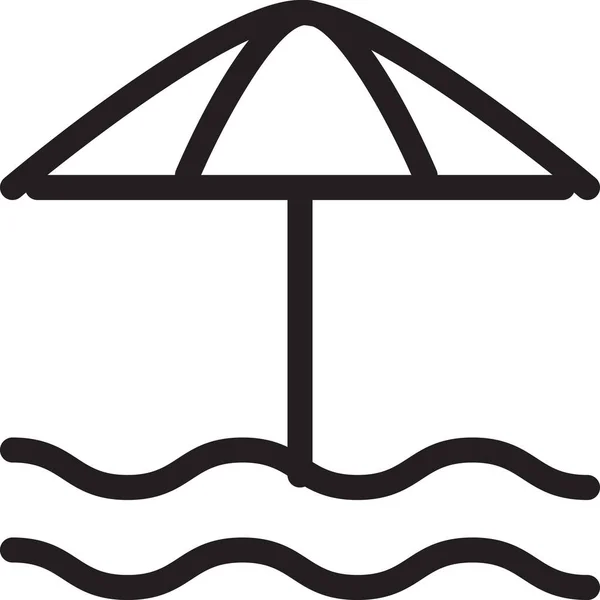 Paraplu Strand Vakantie Icoon Omtrek Stijl — Stockvector