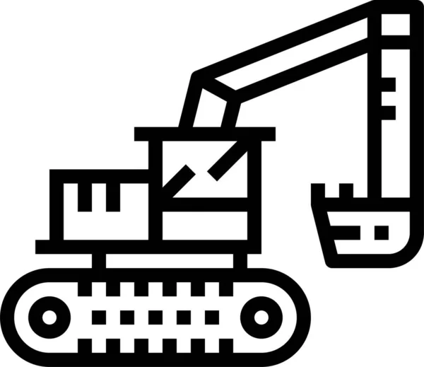 Costruzione Escavatori Icona Trasporto Stile Contorno — Vettoriale Stock