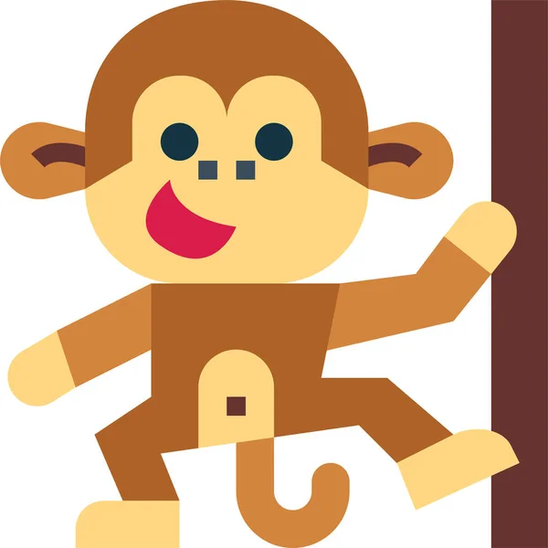 Ícone Mamífero Animal Macaco — Vetor de Stock