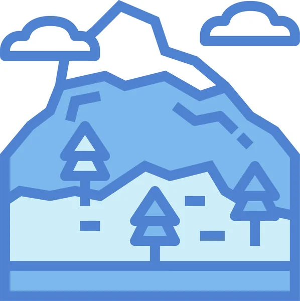 Υψομετρικό Τοπίο Εικονίδιο Βουνού Στυλ Γεμάτο Περίγραμμα — Διανυσματικό Αρχείο