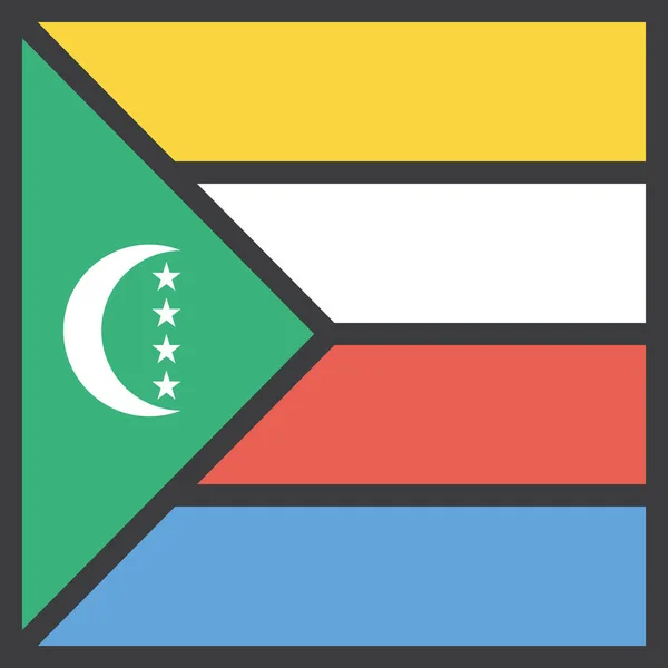 Icono Del País Las Comoras Africanas Estilo Contorno Lleno — Vector de stock