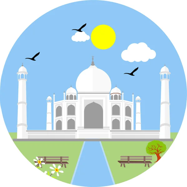 India Monuments Tajmahal Icon Flat Style — стоковий вектор