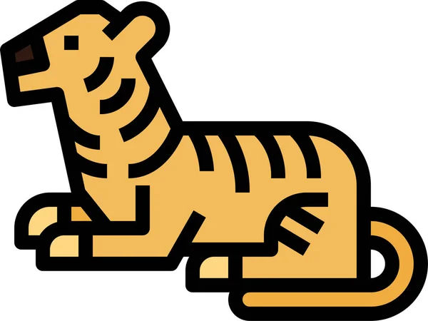 Tigre Mamífero Icono Vida Silvestre Estilo Contorno Lleno — Vector de stock