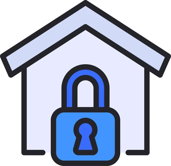 Home Locked Property Icon Filled Outline Style — Stock Vector