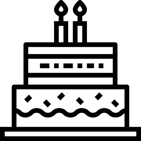 Bakery Birthday Cake Icon Outline Style — Stock Vector