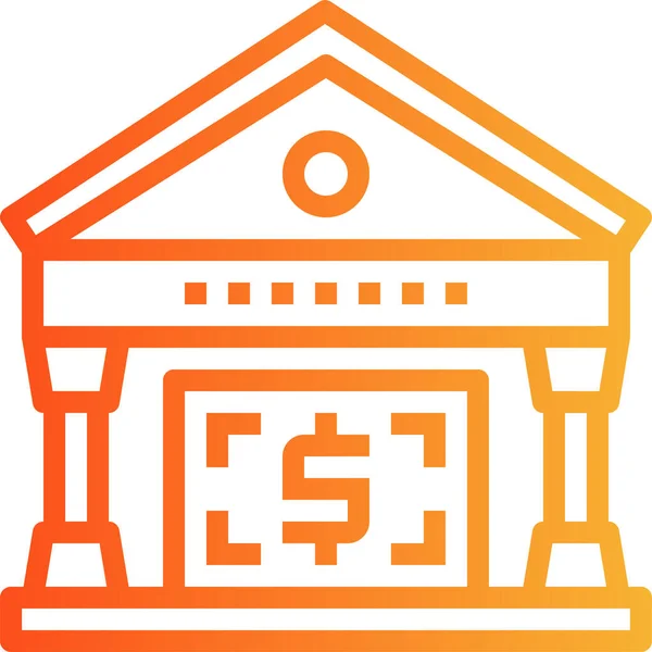 Bank Banking Währungssymbol Umriss Stil — Stockvektor