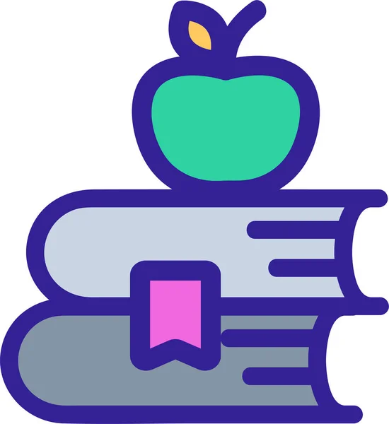 Apfelbuch Kontur Symbol Der Kategorie Bildung Schule Lernen — Stockvektor