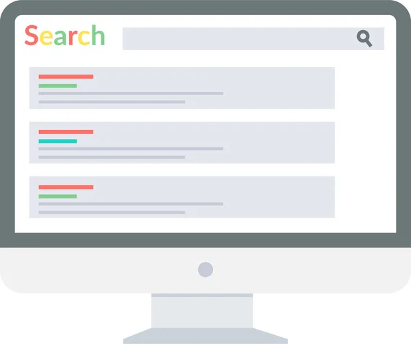 Suche Computer Suche Google Ergebnis Symbol Flachen Stil — Stockvektor