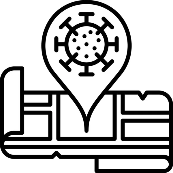 Corona Mappa Posizione Icona Nella Categoria Ospedali Assistenza Sanitaria — Vettoriale Stock